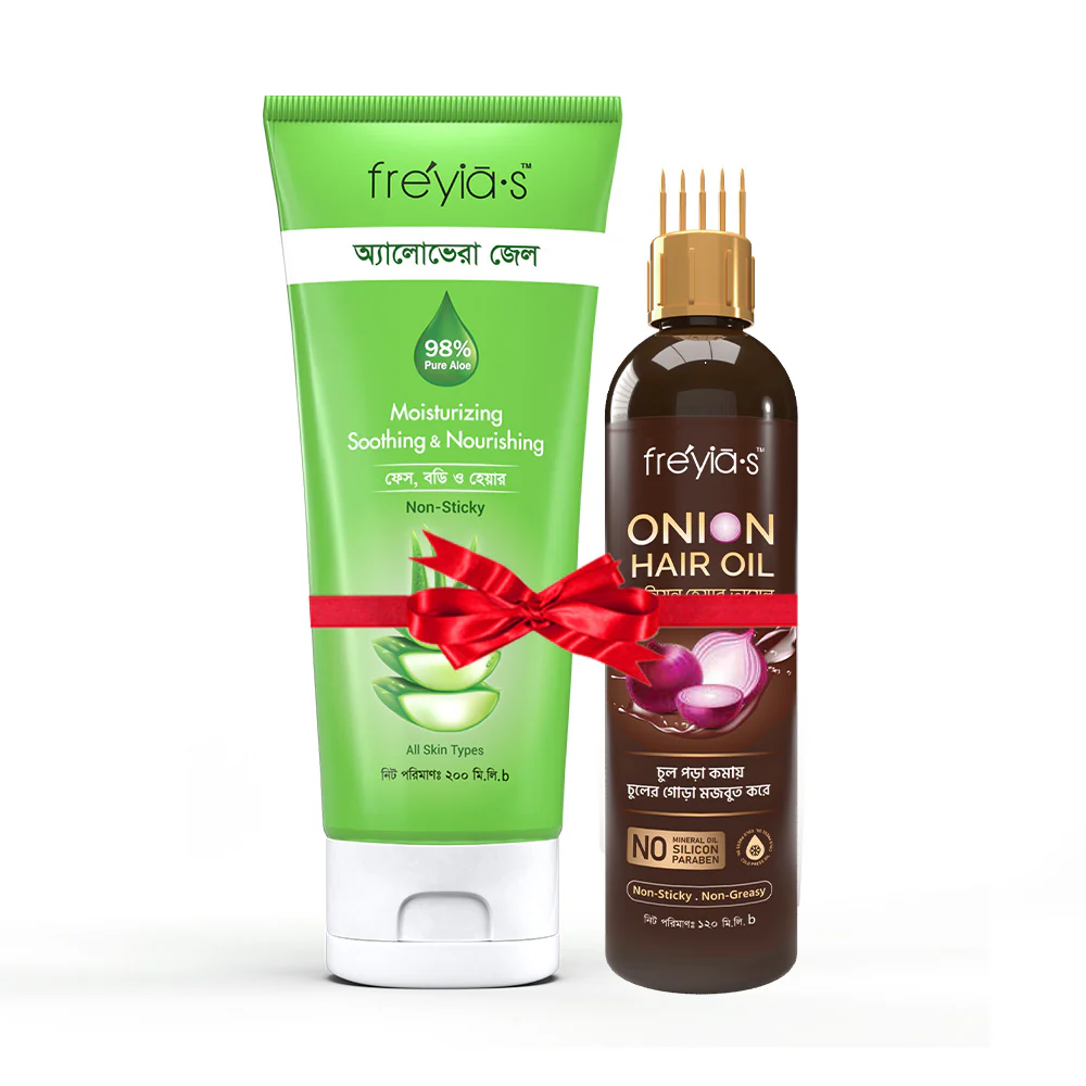 Freyia's Onion Hair Oil 120ml & Freyias Aloe Vera Gel 200ml (Combo)