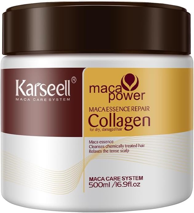 Karseell Collagen Hair Mask Maca Power Deep Repair Conditioning Argan Oil Collagen Hair Mask Essence for Dry Damaged Hair All Hair Types  500ml
